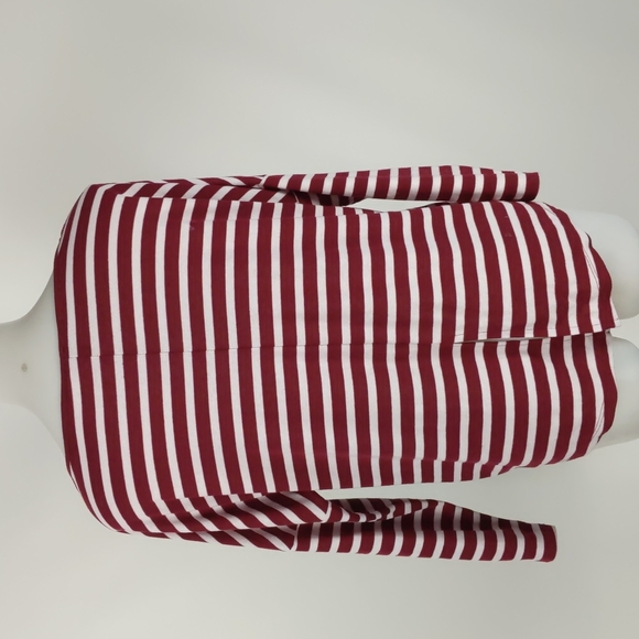 Dannii Minogue Top Size 14P White Red Stripe Long Sleeve Back Slit Hi-Low Hem - Picture 7 of 14